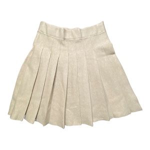 📚KNITTED SHORT PLEAT SKIRT | Beige | One size (will fit up to size 12 US)